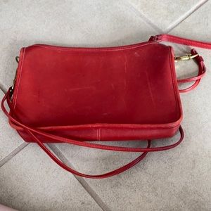 Vintage red leather couch shoulder bag